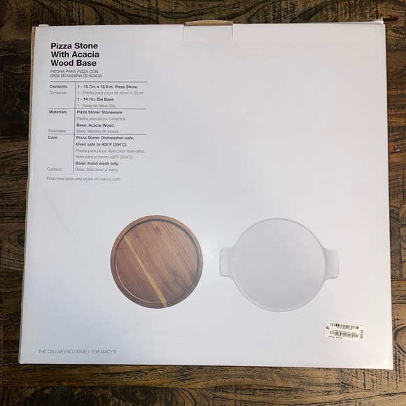 The Cellar Pizza Stone With Acacia Wood Base - Picture 2 of 10